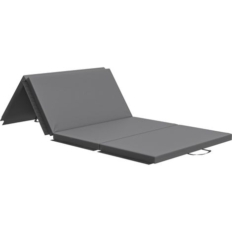 Homcom – Tapis de gymnastique pliable en 4 – Portable avec poignées – Revêtement synthétique antidérapant – 180 x 80 x 5 cm – Gris