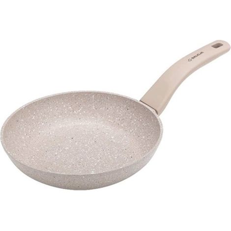 Padella tradizionale con rivestimento antiaderente effetto marmo granito, 18 cm, rivestimento antiaderente beige, manico antiscivolo (1/5)
