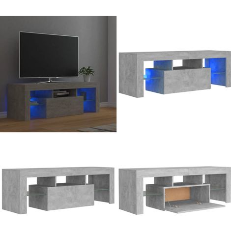 Meuble TV avec lumières LED gris béton 120x35x40 cm - Meuble Tv - Meuble Téléviseur - Armoire Tv - Télévision - Led Rgb - Home & Living