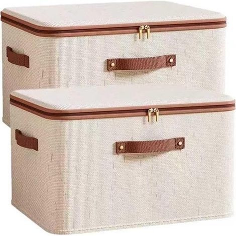 2 compartiments de rangement zippés, 56 litres de compartiments de rangement pliables pour vêtements avec revêtement en PU (1/4)
