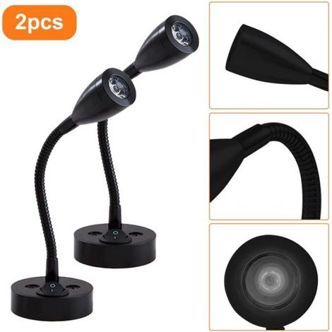 2 Pièces Lampes de Lecture Spot LED 12V Interrupteur réglable Lampe de Chevet Murale lumière intérieure Camping-Car 6000K Blanche (1/5)