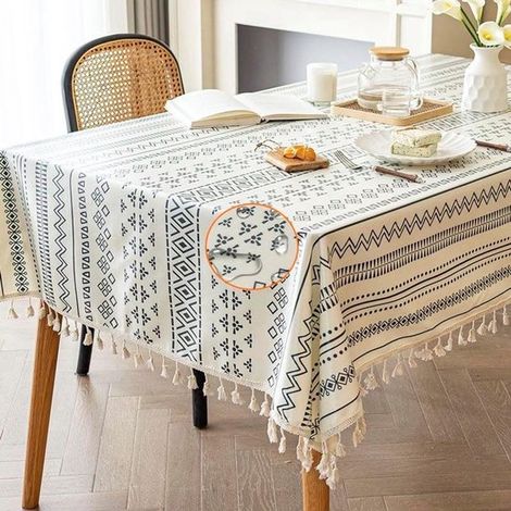 Tischdecke 140 cm 140 cm Rechteckige Tischdecke im Boh me-Stil Wasserfest ölabweisend fleckenabweisend staubdicht waschbar Esszimmertischdecke (1/4)