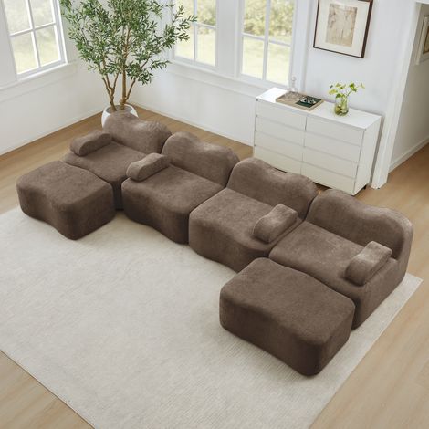 Divano modulare in velluto marrone OKMYHOME (1/5)