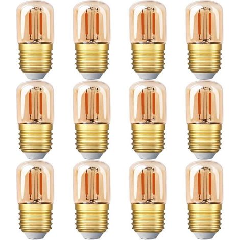 Mini ampoule LED tubulaire, 1W T28 Edison Ampoule à filament LED E27 Base à vis 2200K Ampoule blanche super chaude pour décorative non dimmable (verre ambré) ,220V,12 Pack [Classe énergétique A++] (1/5)