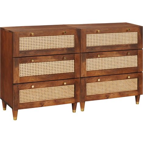 vidaXL Sideboard Set 2 pcs Braun 60 x 33,5 x 75 cm Massivholz Mango (1/5)