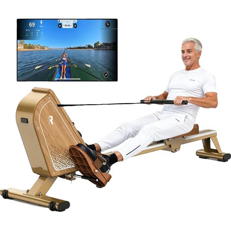 Vogatore, carico massimo 150 kg, 16 livelli di resistenza, monitor Bluetooth, allenamento completo per tutto il corpo, design con scomparto verticale (1/5)