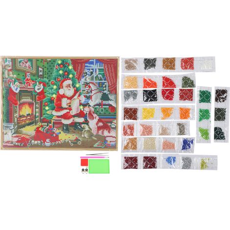 Broderie au point de croix, série Noël, tableau lumineux avec lumières LED, tableau décoratif encadré pour salon, peinture diamant LED (1/5)