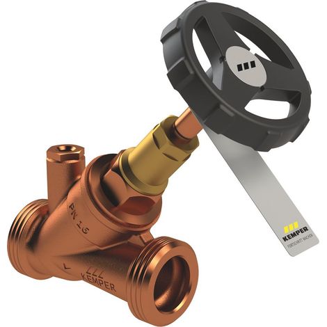 Kemper Weser Freistrom-Absperrventil mit Entleerstopfen G 1/4", DN 20 AG, PN 16, Rotguss, Figur 173 2G