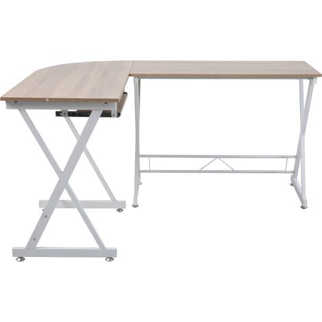 Svita – Bureau d'angle 150 x 120/50 x 75 cm – Plateau en bois chêne – Pieds en métal – Capacité 50 kg – Pour espaces de travail modernes