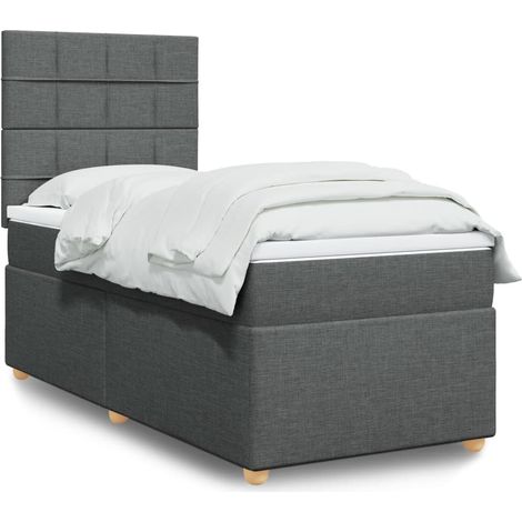 Boxspringbett mit Matratze Dunkelgrau 90x190 cm Stoff