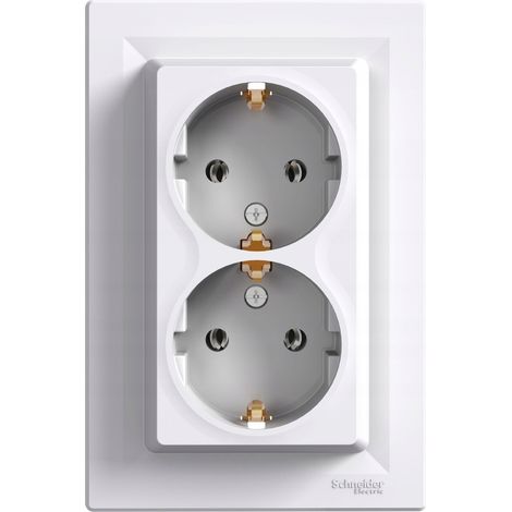 Asfora Doppelsteckdose Schuko weiß mit Rahmen EPH9900121