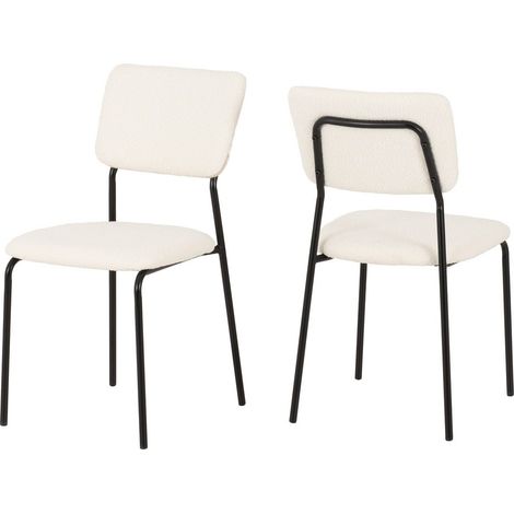 Sheldon Indoor Dining Chair - L53 x W45 x H84.5 cm - Ivory Boucle Fabric