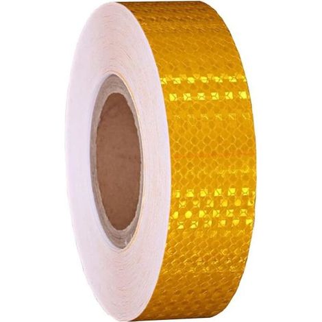 Bande réfléchissante autocollante 5cm x 10m – PVC jaune haute visibilité – Forte adhérence pour véhicules et marquages routiers (1/5)