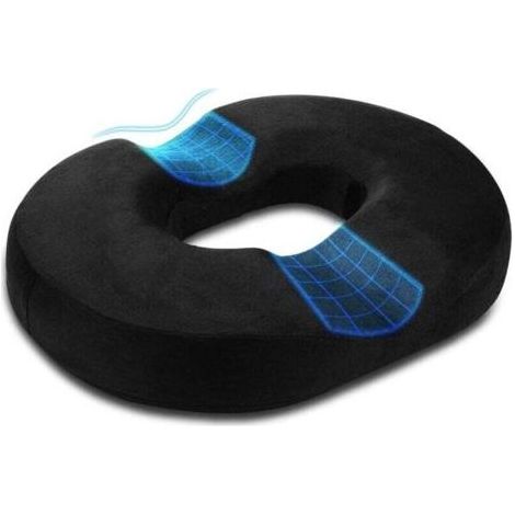 Oreiller de Beignet Coussin hémorroïde Coussin en Mousse à mémoire de Forme pour Grossesse, Coccyx, plaies de lit, Dos, sciatique, 18 Pouces Noir (1/4)