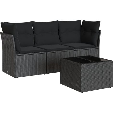 Maison Exclusive - 4-tlg. Garten-Sofagarnitur mit Kissen Schwarz