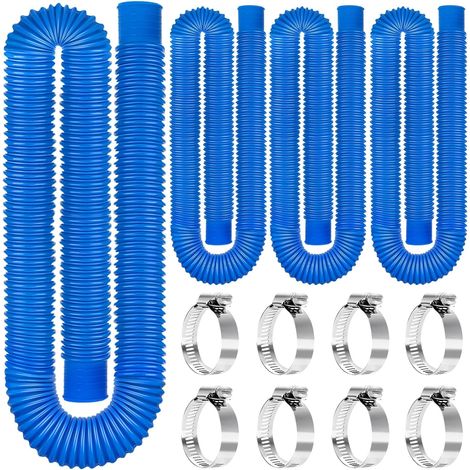 mangueras de polietileno para piscinas de 3,17 cm (1,25 pulgadas) de diámetro y 150 cm (59 pulgadas) de largo, con abrazaderas metálicas, para bombas de piscina elevadas. (1/5)