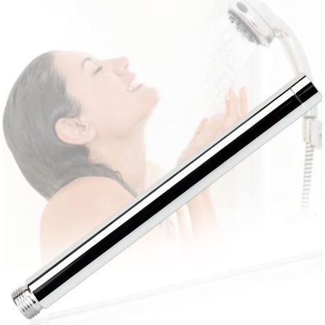 Bras de Douche Extension en Acier Inoxydable 20cm Tube d'Extension de Douche G 1/2" Tube de Douche Rond Antirouille Plaqué Chrome pour Conduite d'Eau Douche Salle de Bain Baigner - Argent (1/5)