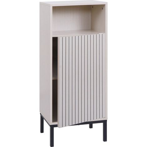 Commode HWC-O42 commode de salle de bain armoire de salle de bain armoire à 1 porte 3 compartiments de rangement MD (1/5)