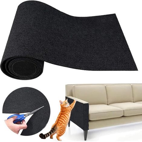 Alfombrilla rascadora para gatos, tabla rascadora de moqueta para gatos, recortable, 60200 cm, protección contra arañazos en sofás, negra (1/5)