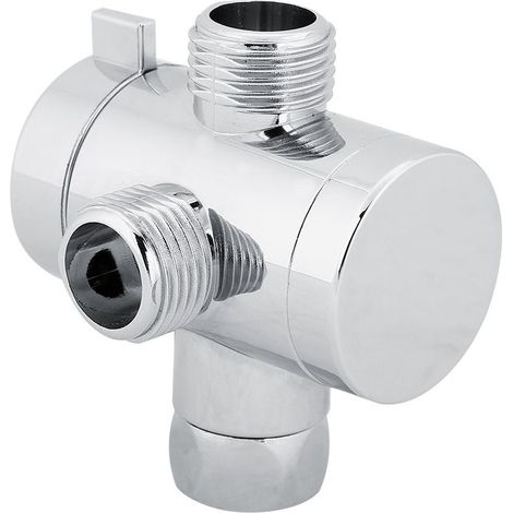 1 inverseur de douche, 3 voies T, filetage G1/2 femelle/ mâle, finition galvanisée argent, ABS, pression 6 kg (1/5)