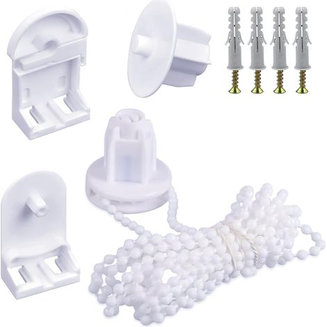 Rolluikbedieningskop 5 stuks rolgordijnbeugels 25 mm kunststof rolgordijnen fittingen rolgordijn reserveaccessoires vervanging reparatieset met 3 m kralenketting (1/5)