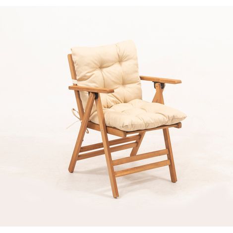Fauteuil de jardin pliable Jasperito Hêtre massif naturel (1/5)