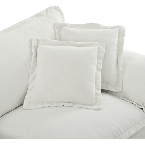 Canapé en chenille – Trois places (avec accoudoirs incurvés) – Canapé confortable Conçu pour les petits appartements et les chambres – Beige (1/4)