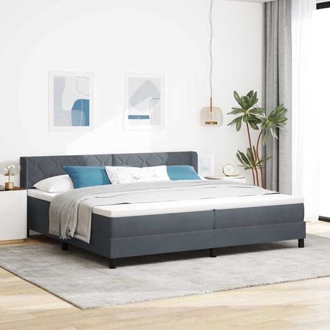 Cama tipo Box Spring Manual Gris oscuro 200 x 200 cm Terciopelo (1/5)