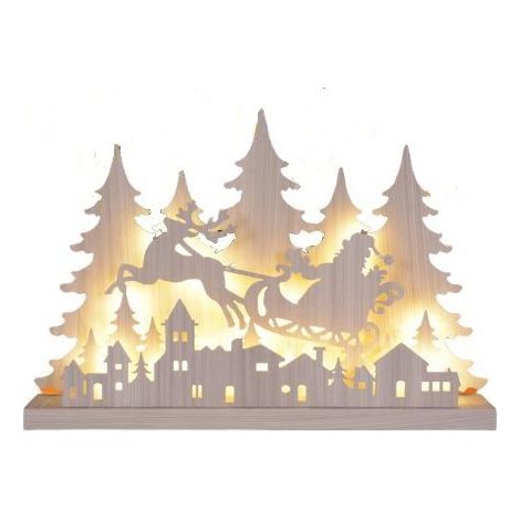 TrendLine LED Holzsilhouette Schlitten 60 x 41 cm warmweiß mit Timer Figuren (1/2)