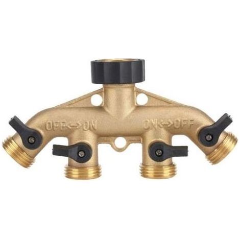 FENOPLASTICARobinet y sélecteur 4 sorties de vanne, connecteur de robinet en laiton répartiteur de tuyau distributeur 4 voies pour irrigation de jardin (1/4)