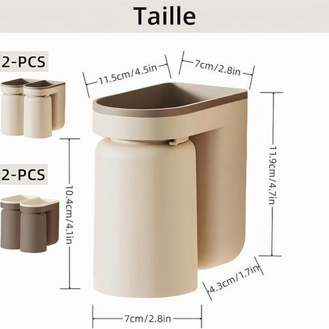 Toothbrush Holder Wall Mounted Bathroom Wall Mounted Toothbrush Holder Wall Mounted Toothbrush Holder Brown Beige (1/2)