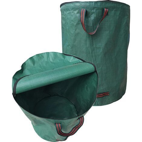 x 120-Liter-Gartenabfallsäcke, selbsttragend, robust und reißfest, mit Deckel und Tragegriffen, große Gartensäcke für Laub, Grasschnitt, Heckenschnitt und Grünabfälle, wiederverwendbar (1/5)