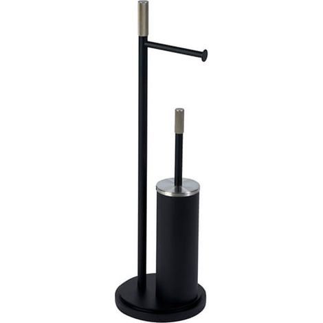 Showerdrape Chester Black Toilet Roll Holder & Toilet Brush Combination (1/3)