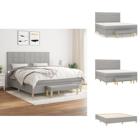 Boxspringbett mit Matratze Hellgrau 160x200 cm Stoff - Boxspringbett - Doppelbett - Bett Mit Lattenrost - Bettrahmen - Schlafsofa (1/5)