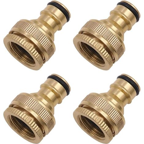 4 Pces Nez de Robinet Femelle 1/2 et 3/4 Metal Line Universel Raccords de Robinet Résistant À La Corrosion Adaptateur de Robinet avec Raccord Rapide en Laiton pour Tuyau D'arrosage (1/5)