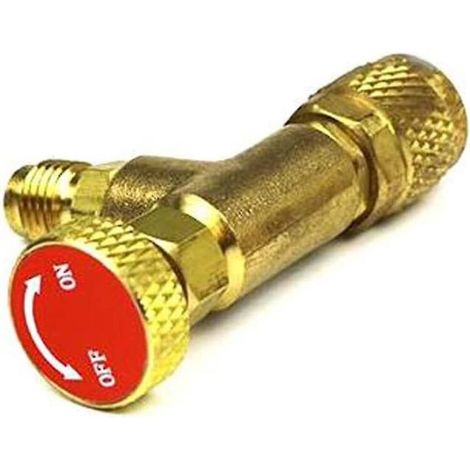 Adaptateur de vanne pour réfrigérant de climatisation R410a, raccord mâle SAE 1/4" vers femelle SAE 5/16" pour tuyau de charge, vannes de régulation de débit (1/5)