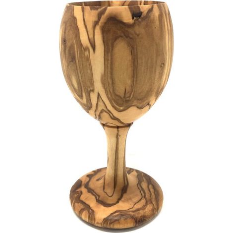 Gobelet à vin sur pied en bois d'olivier verre à pied pour apéritif hauteur 15 cm - PANGIVO (1/4)