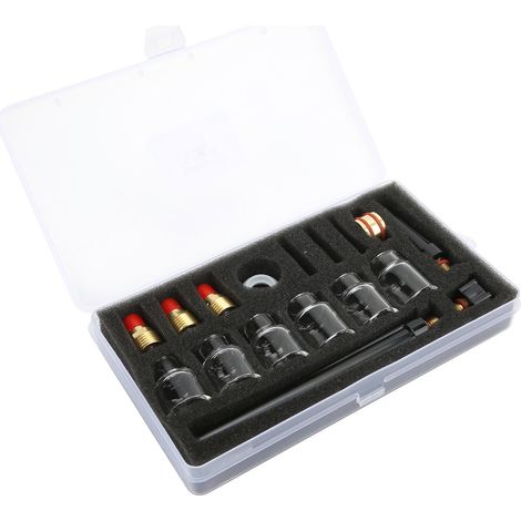 Kit accessoires torche soudure TIG WP9/20, buse verre, pince tungstène, pièces rechange pour pistolet argon, lot complet. (1/5)