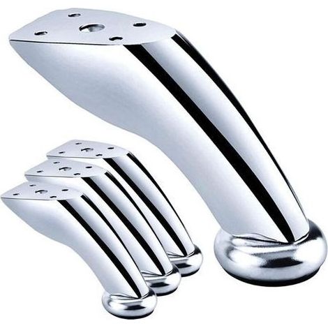 4 Pièces Pieds des Meubles, Pieds en Fer chromé, Pied de Canapé Inclinaison, Pieds De Table Basse, Pied de Table Obliques, pour Canapés, Chaises, Tabourets, Armoires(Argent, 9.5cm) (1/5)
