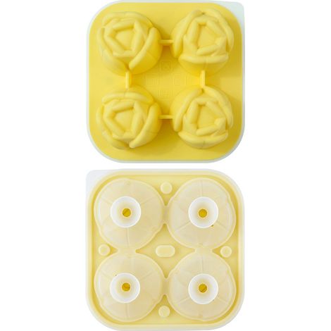 Silikon-Eiswürfelform, 2er-Set – Tulpenform (Gelb) und Kugelform, wiederverwendbare Eiswürfelschale für Zuhause, Bar und Cocktails-lsw (1/2)