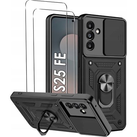 FUNDA para Samsung Galaxy S25 FE con ANILLO DESLIZANTE REFORZADO + 2 cristales 9H (1/5)