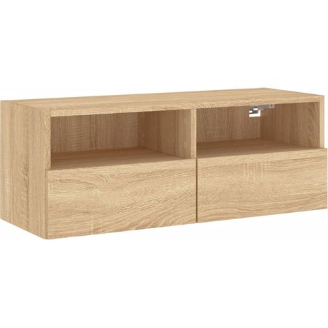 Mobile TV multimediale mensola TV credenza TV sala da pranzo soggiorno camera da letto a parete rovere Sonoma 80 x 30 x 30 cm legno ingegnerizzato marrone 020028164