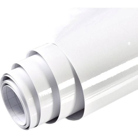 Film adhésif blanc pailleté 60 cm x 5 m film meuble haute brillance film auto-adhésif pour meubles armoires de cuisine protection de surface vinyle étanche bricolage film décoratif (1/5)