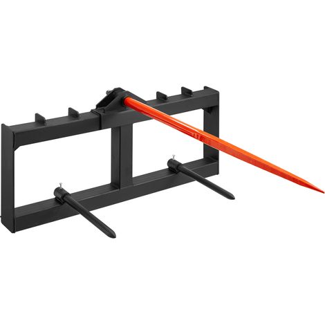 VEVOR Pique-botte de Foin Capacite de Charge 725 kg Fourche a Balles 3 Dents Fourches a Pointes Fixation Simple avec 2 Stabilisatrices 444 mm pour Tracteurs, Chargeuses Compactes, Agriculteurs, Champs
