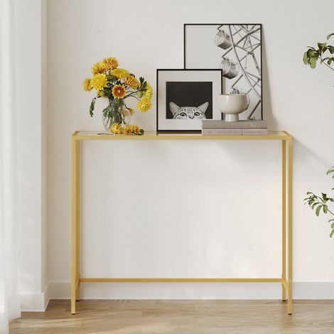 Vasagle – Table console en verre trempé 35 x 100 x 80 cm – Pieds réglables pour sol irrégulier – Charge jusqu'à 30 kg – Montage facile