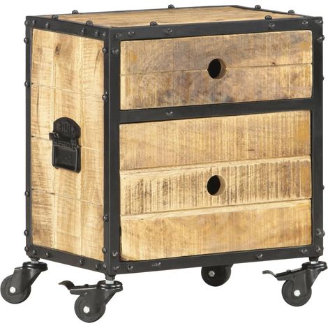 Table de chevet 40x30x50 cm bois de manguier brut