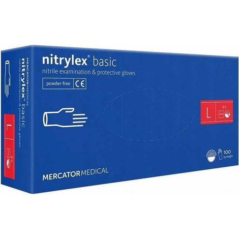 Guantes de nitrilo, 100 unidades, Nitrylex Basic, azul oscuro, talla 9-L