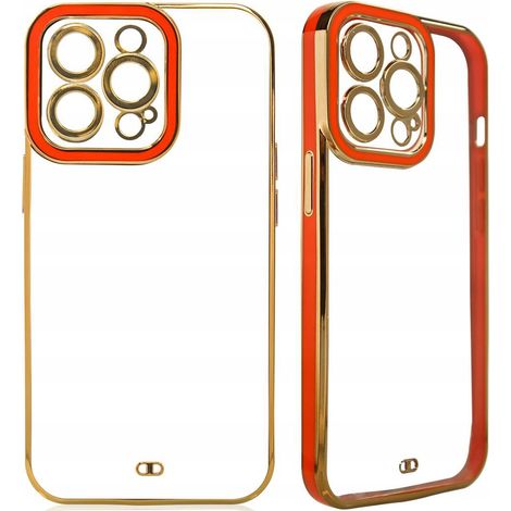 Custodia alla moda per iPhone 12 Pro Max in gel con cornice dorata rossa (1/5)