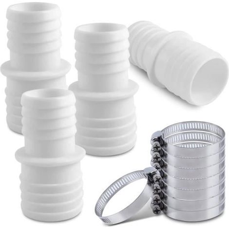 Raccord pour Tuyau Piscine - 4 Pièces - Adaptateur 32 mm vers 38 mm avec Colliers de Serrage Heerico (1/4)