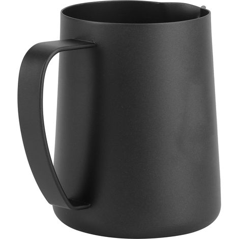 Tasse à café latte en acier inoxydable 304 noir mat, motif cygne, 600 ml, pour mousser le lait et réaliser des décorations de café. (1/5)